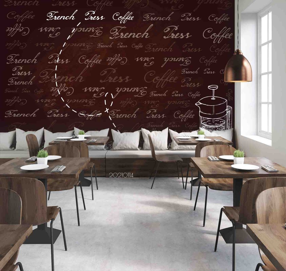 3D Coffee Theme Text Pattern Wall Murals Wallpaper Murals Wall Sticker