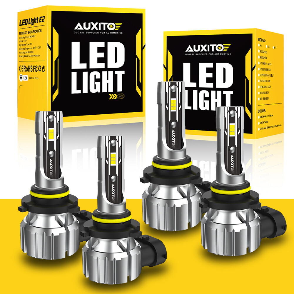 AUXITO LED Headlight + Light Fog Bulbs 9006 Combo H8 6500K H9+9005/HB3 White 4X