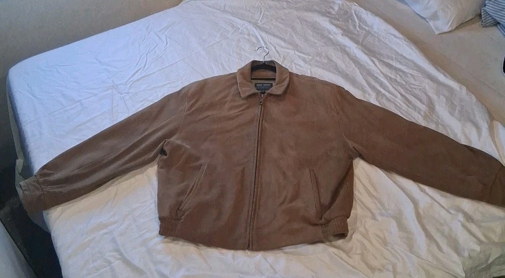 Robert Comstock Men’s Soft Brown Leather Nubuck Jacket Size 42 Large Made In USA