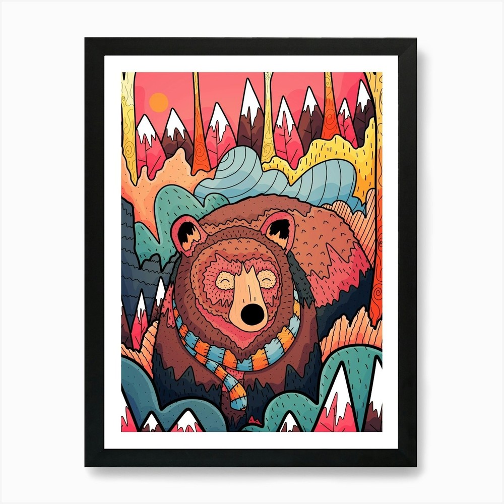Winter Bear Art Print Framed Wall Art Poster Canvas Print Picture