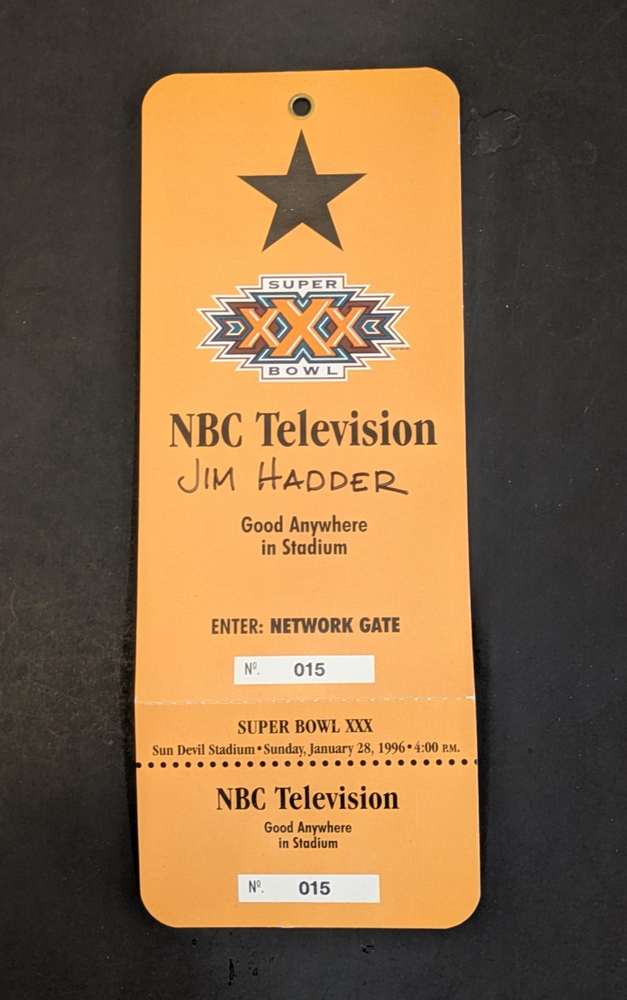Vintage NBC Television Super Bowl XXX Media Credential - 1996 - Cowboys vs...
