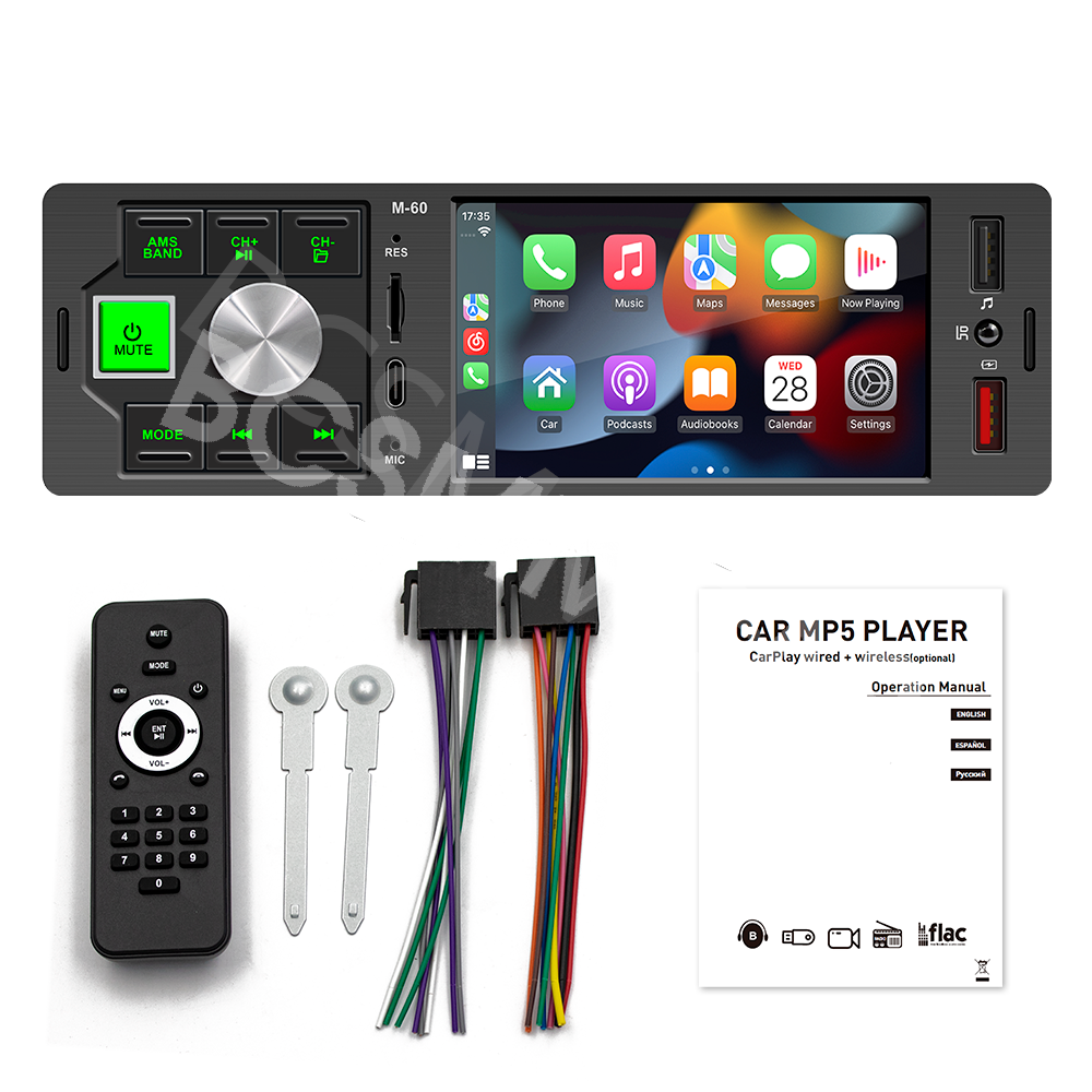4.1in Single Din Car Media Player Touch Screen Radio Bluetooth Stereo TF AUX USB