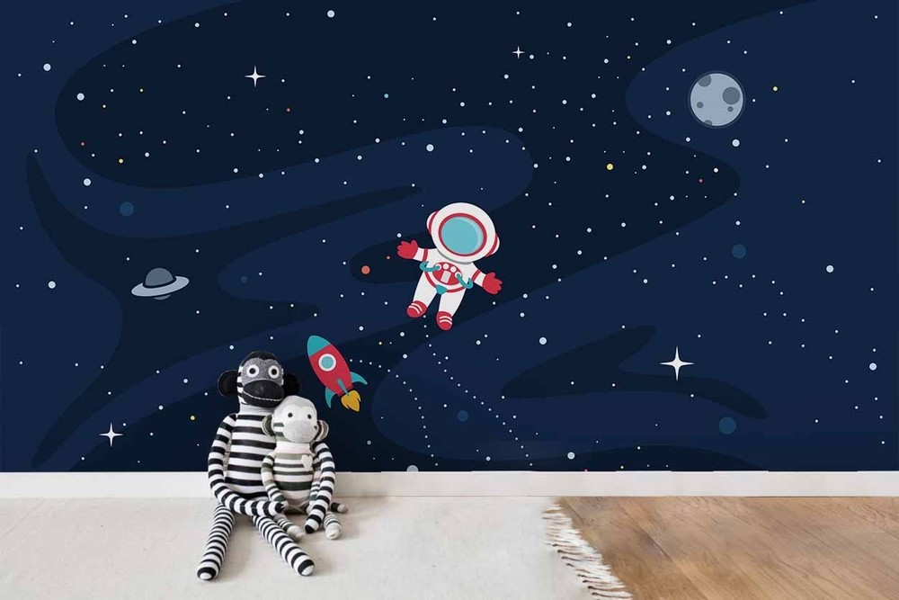 3D Space Astronaut Rocket Illustration Wall Murals Wallpaper Murals Wall Sticker