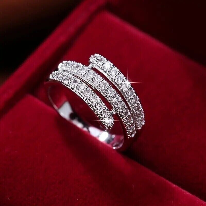 2Ct Round Cut Simulated Diamond Wedding Wrap Band Ring In 14K White Gold Plated