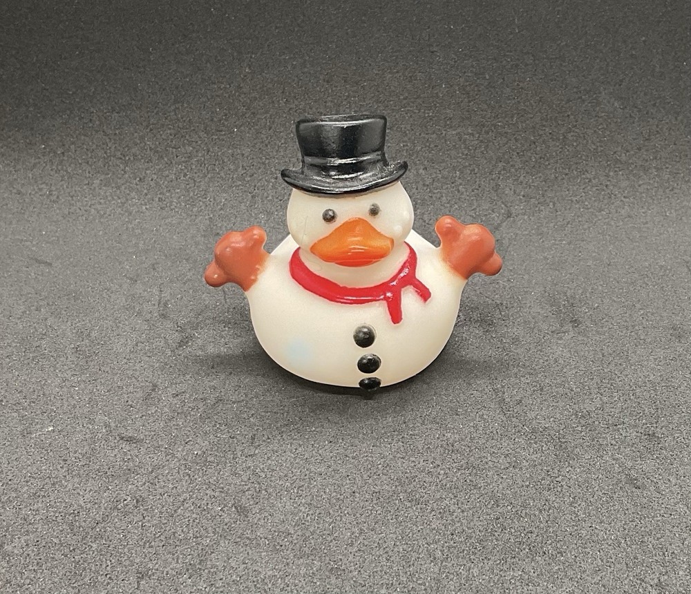 Snowman Rubber Duck with Top Hat Christmas Bath Toy for Winter Fun