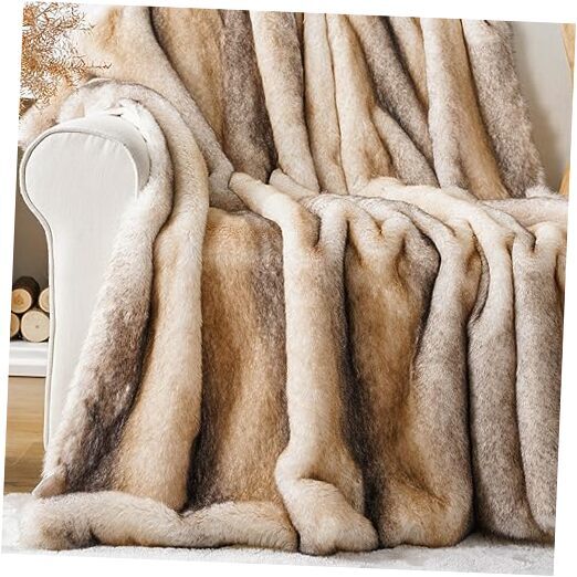 Manta de piel sintética de visón de lujo, manta grande suave acogedora cálida de piel para cama,