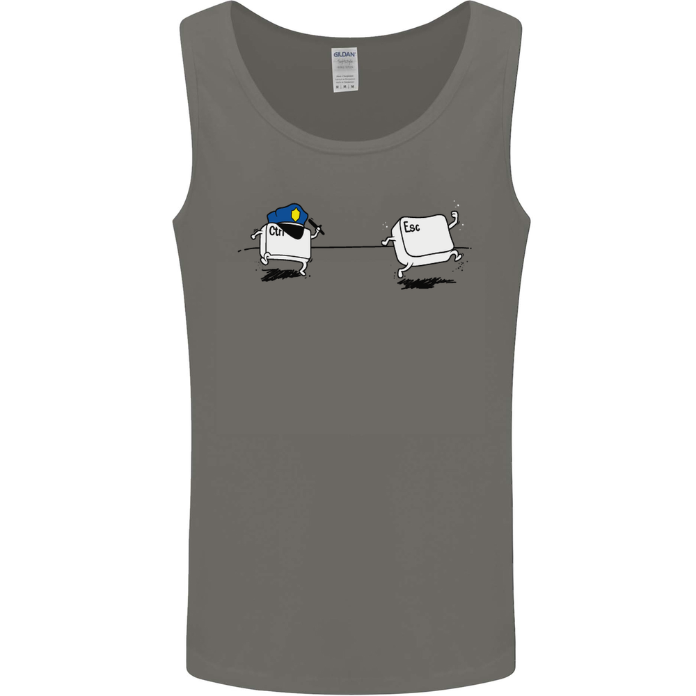 Ctrl Esc Funny Keyboard Police Gaming Gamer Mens Vest Tank Top