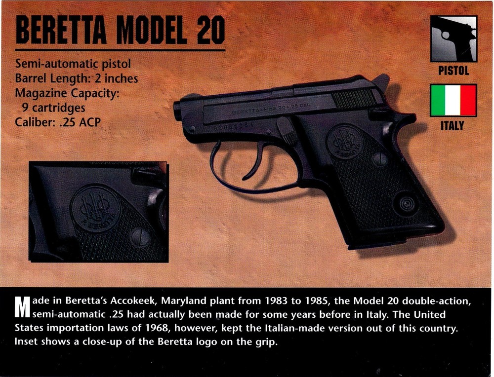 Beretta Model 20 Pistol Classic Firearms Photo Card u
