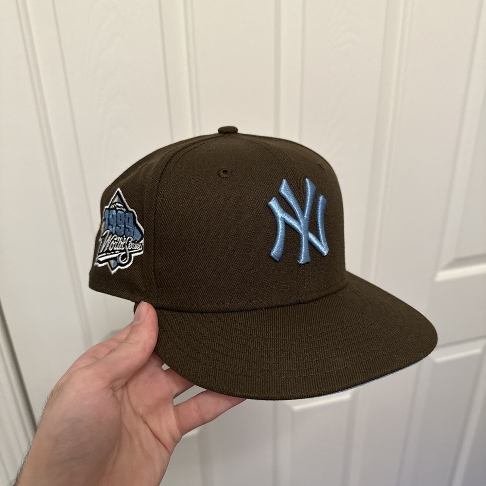New York Yankees 1999 World Series Patch Brown Blue New Era Fitted 7 1/8 *DESC*