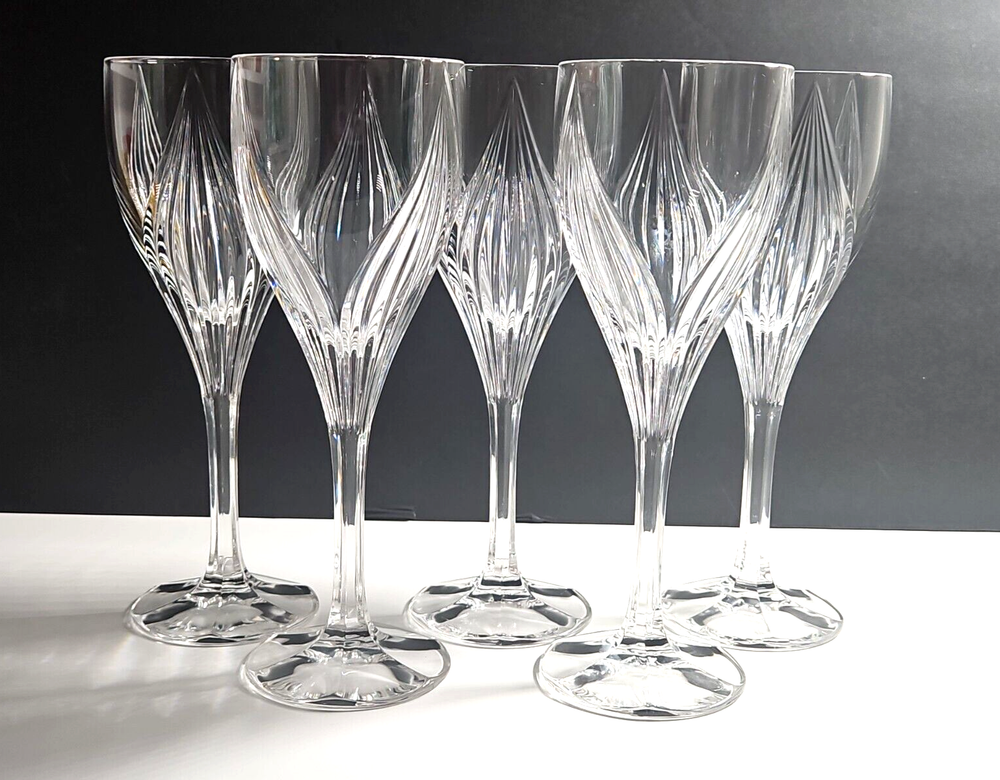Set of 5 Elegant Gorham Crystal Primrose Water Goblets 8.625x3 Inches