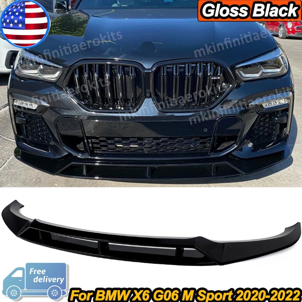 Glossy Black Front Bumper Splitter Lip For BMW G06 X6 M Sport Bumper 2020-2023