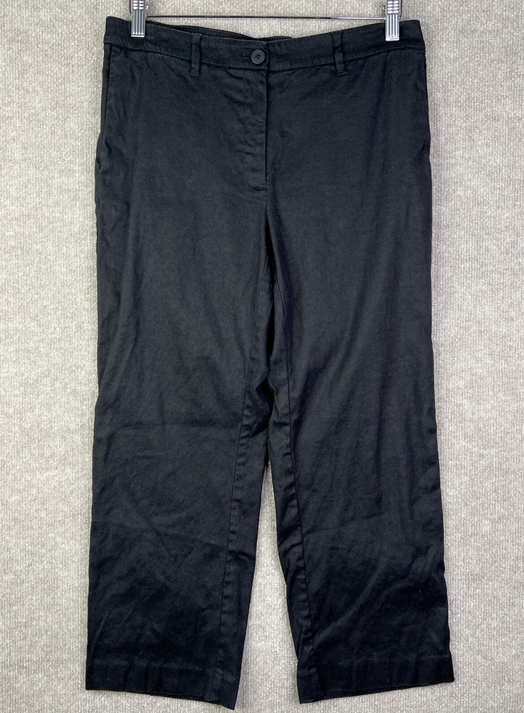 J. Jill Pants Womens 10 (31x24) Black Linen Stretch Work Career Dress Pants Crop