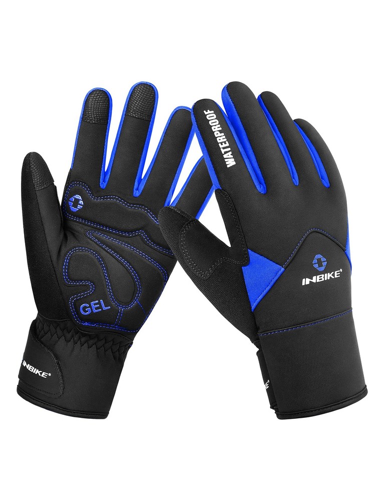 Men's Winter Cold Weather Thermal Windproof Bike Gloves Blue Small
