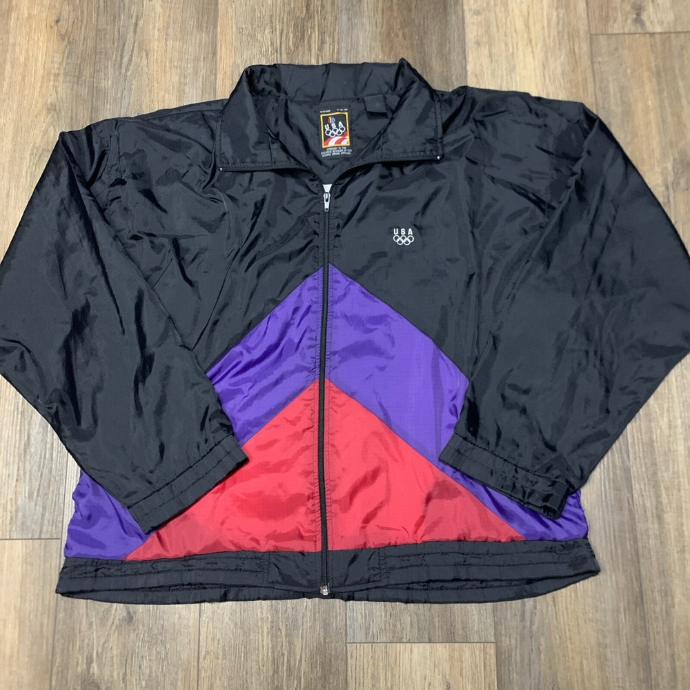 90s Retro USA Olympic JC Penney Men’s Zip-Up Windbreaker Jacket Vintage