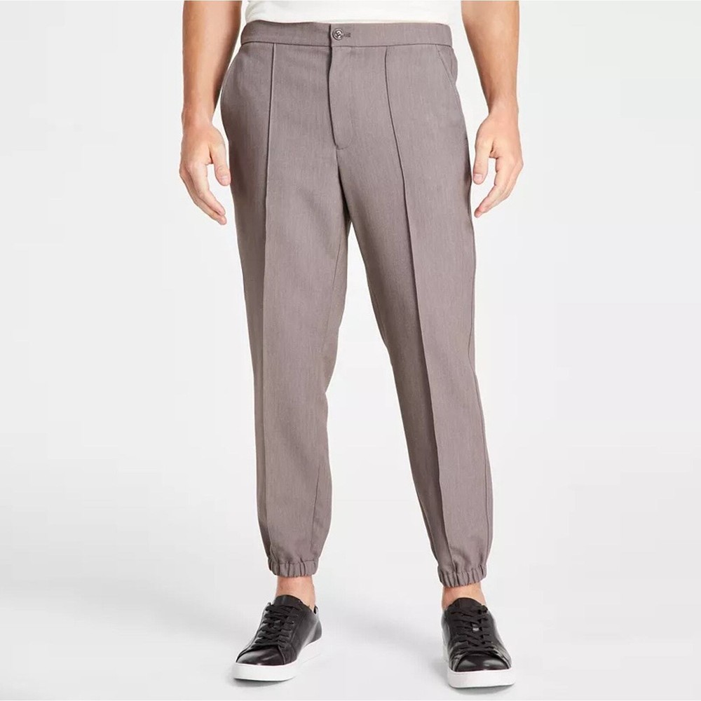 Alfani Men's Taupe Grey Casual Regular Fit Elastic Hem Jogger Pants Size 2XL