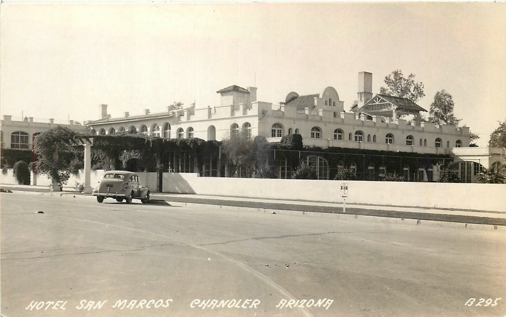 1930s Chandler Arizona Hotel San Marcos autos occupation RPPC Postcard 25-3136