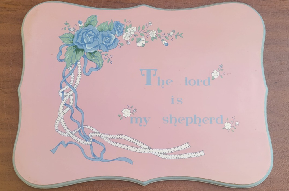 1990s Wall Decor  Pink And Blue Wall Decor Wooden Sign The Lord Is My Shepherd