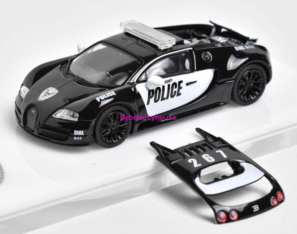 Mortal 1:64 Black Police Veyron SS Racing Sports Model Diecast Metal Car
