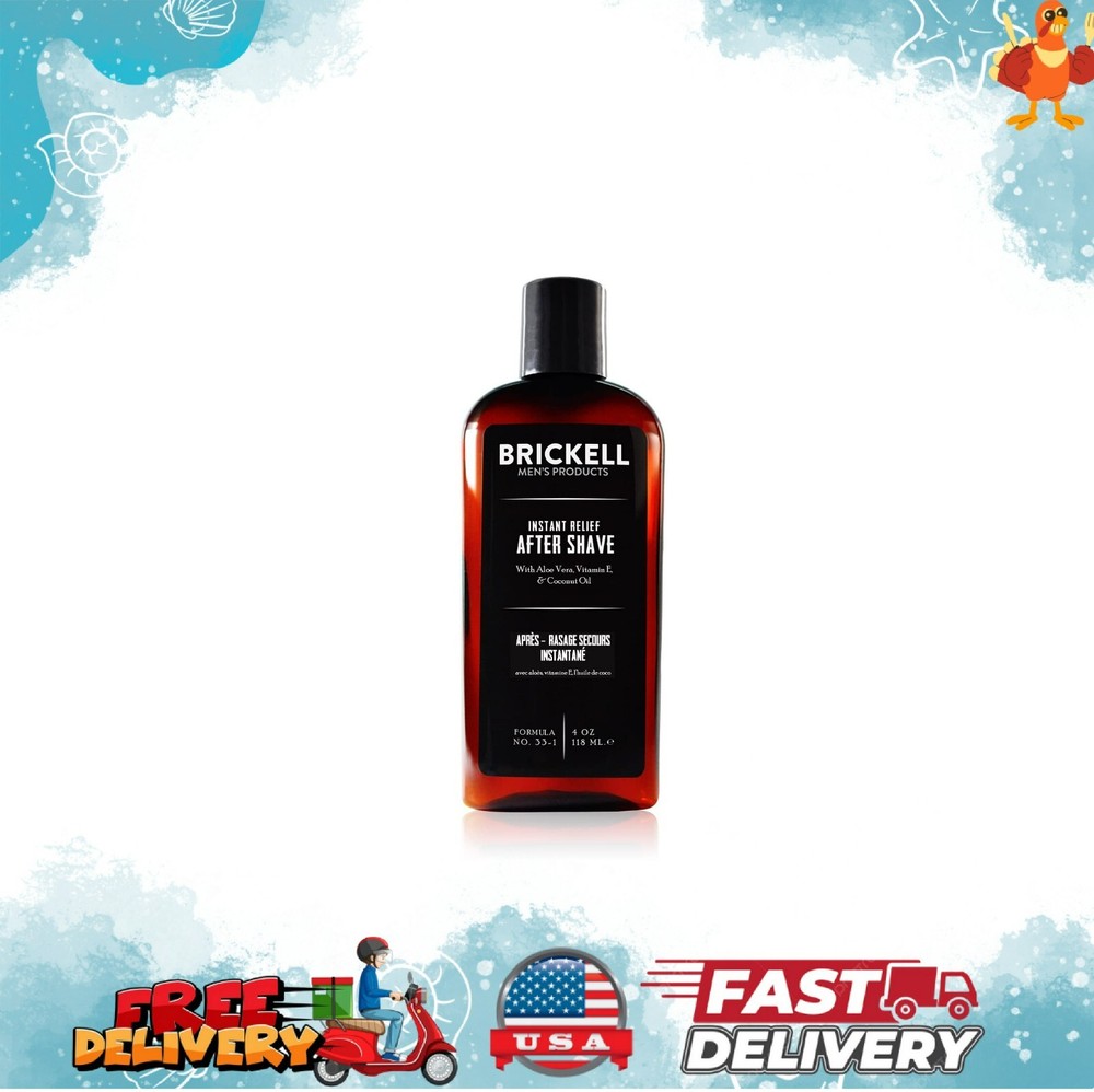 Brickell Men's Products Instant Relief Aftershave for Men, Natural and Organic