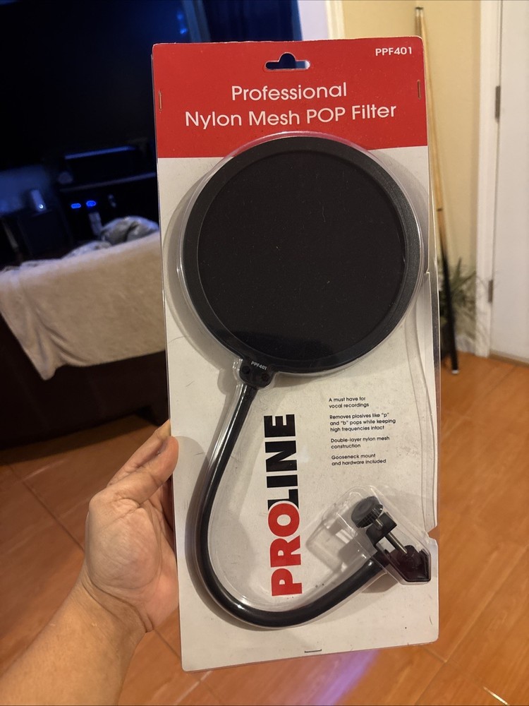 Proline PPF401 Professional Nylon Mesh Pop Filter Black Brand New