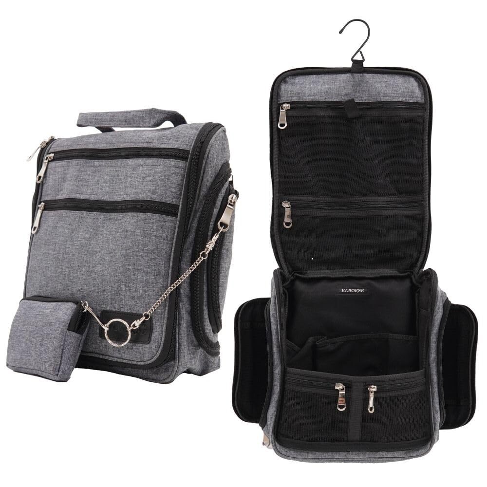 Grey Toiletry Bag with Travel Containers and Cruise Essentials for On-the-Go