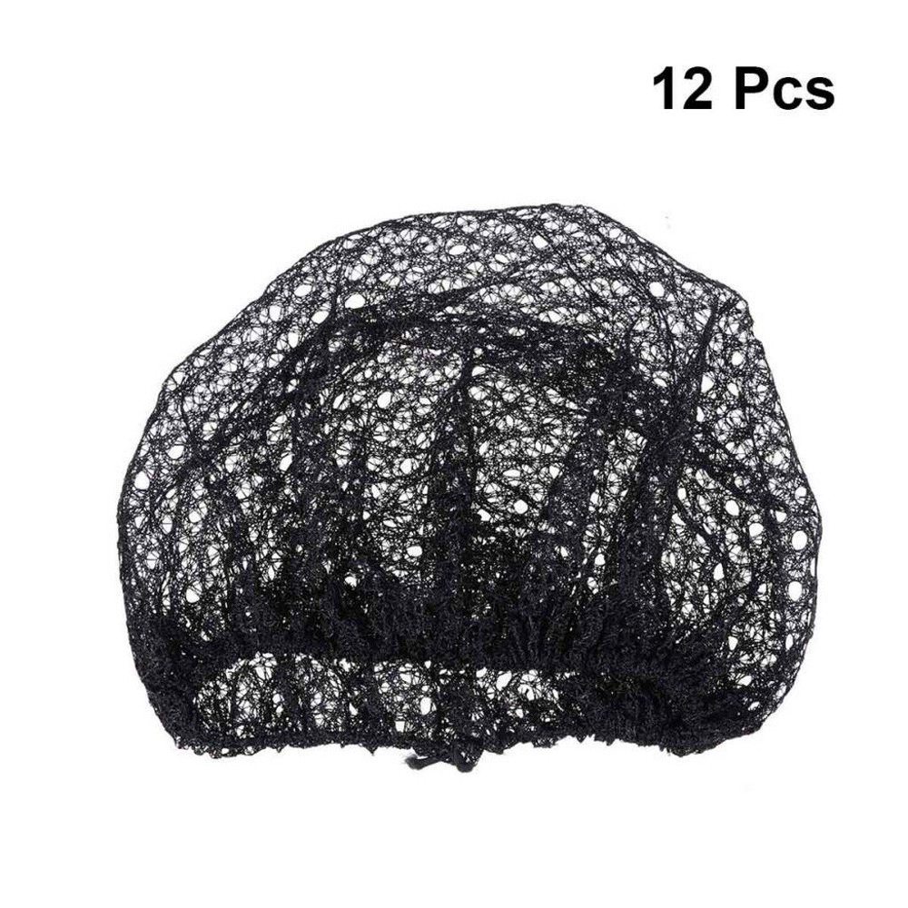 12PCS Disposable Black Mesh Hair Nets - One Size Fits All Head Covers