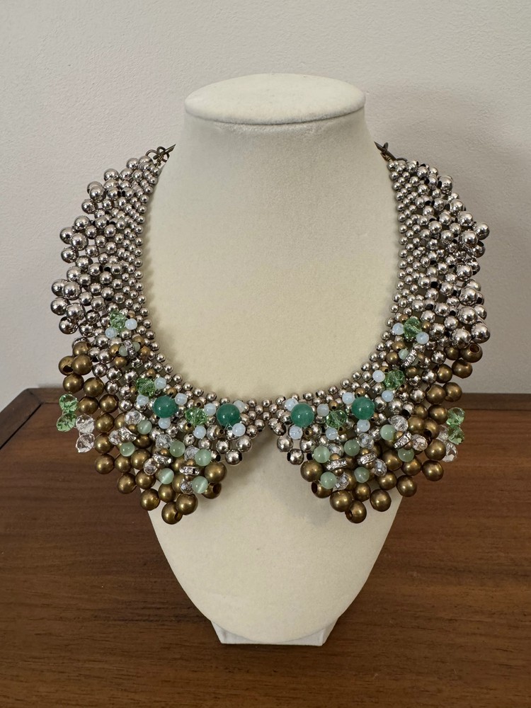Pam Hiran Handmade Beaded Statement Collar Necklace