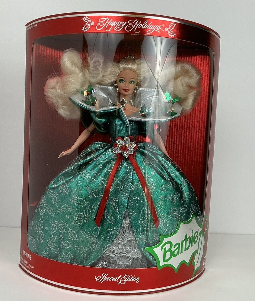 NEW Vintage 1995 Barbie Happy Holidays Special Edition Doll In Green Dress 14123