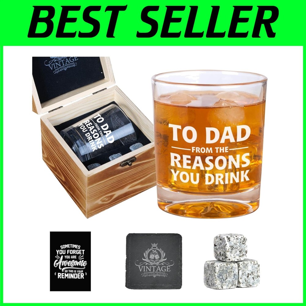 Elegant Whiskey Gift Set with Handmade Box & Coaster - For the Whiskey Lover