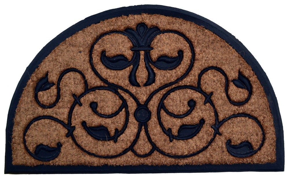 Half-Round Rubber Back Coir Doormat by Brigoder, 18x30 Inches, Durable and Non-Slip