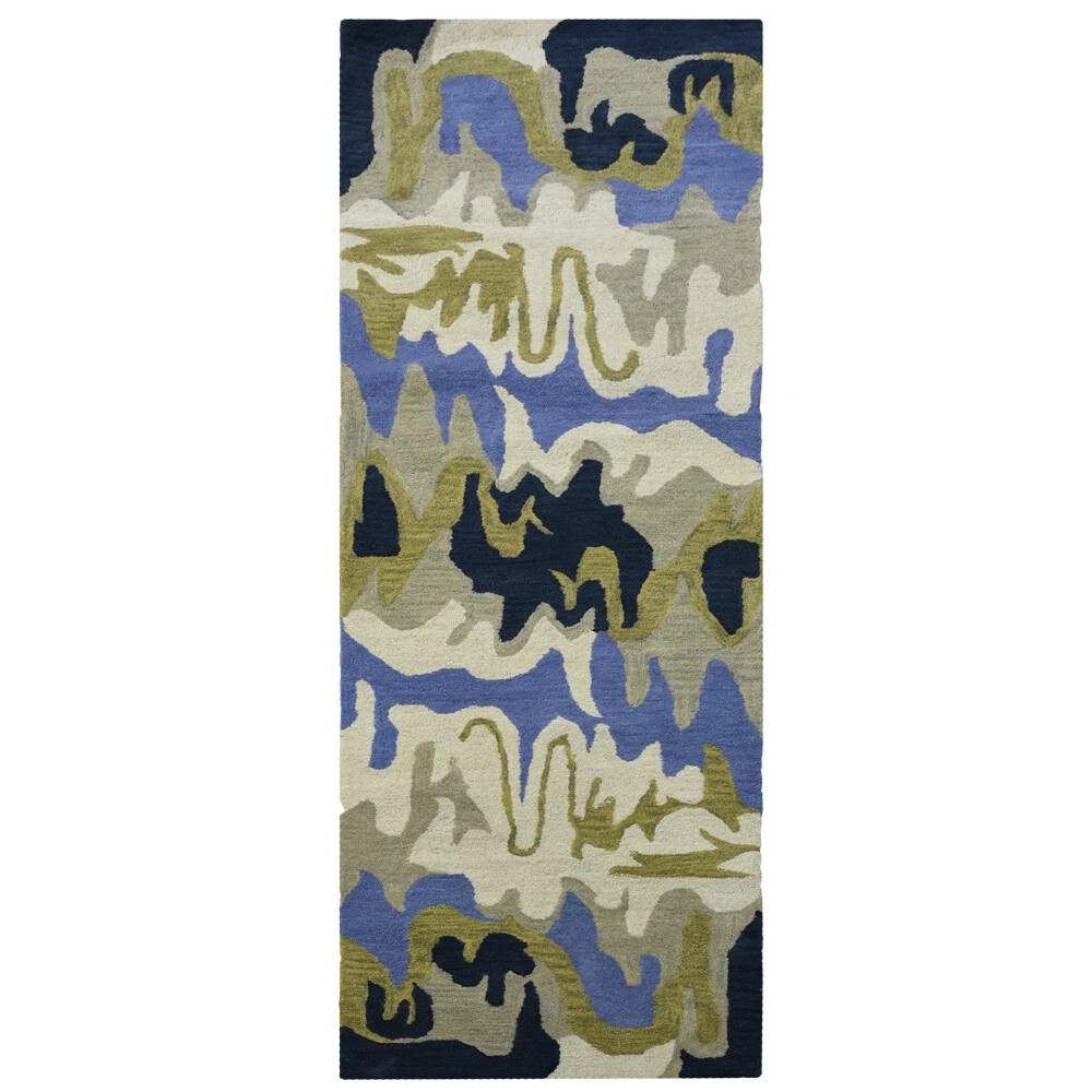 Hand Tufted Wool 2'6''x10' Runner Area Rug Abstract Multicolor BBH Home BBK00S10