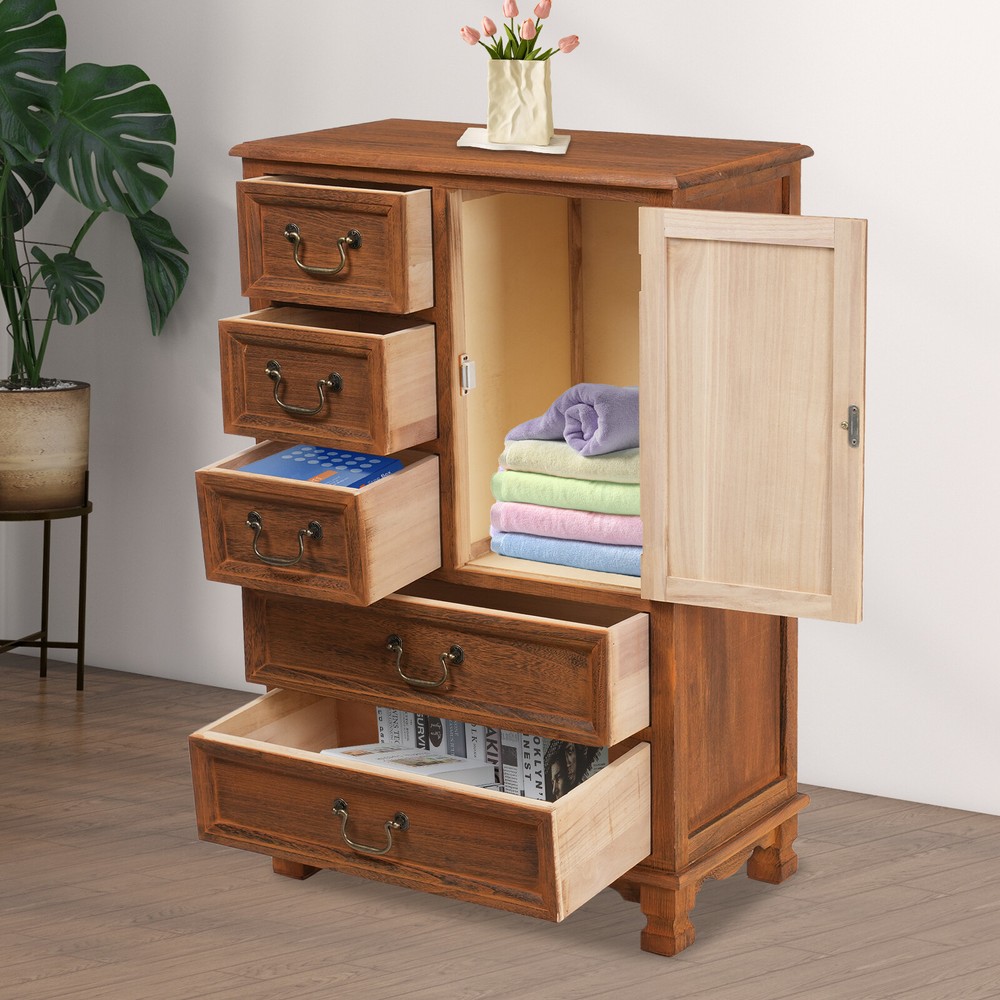 5 Drawers Dresser Wooden Storage Dressers Chests of Drawers for Bedroom Home