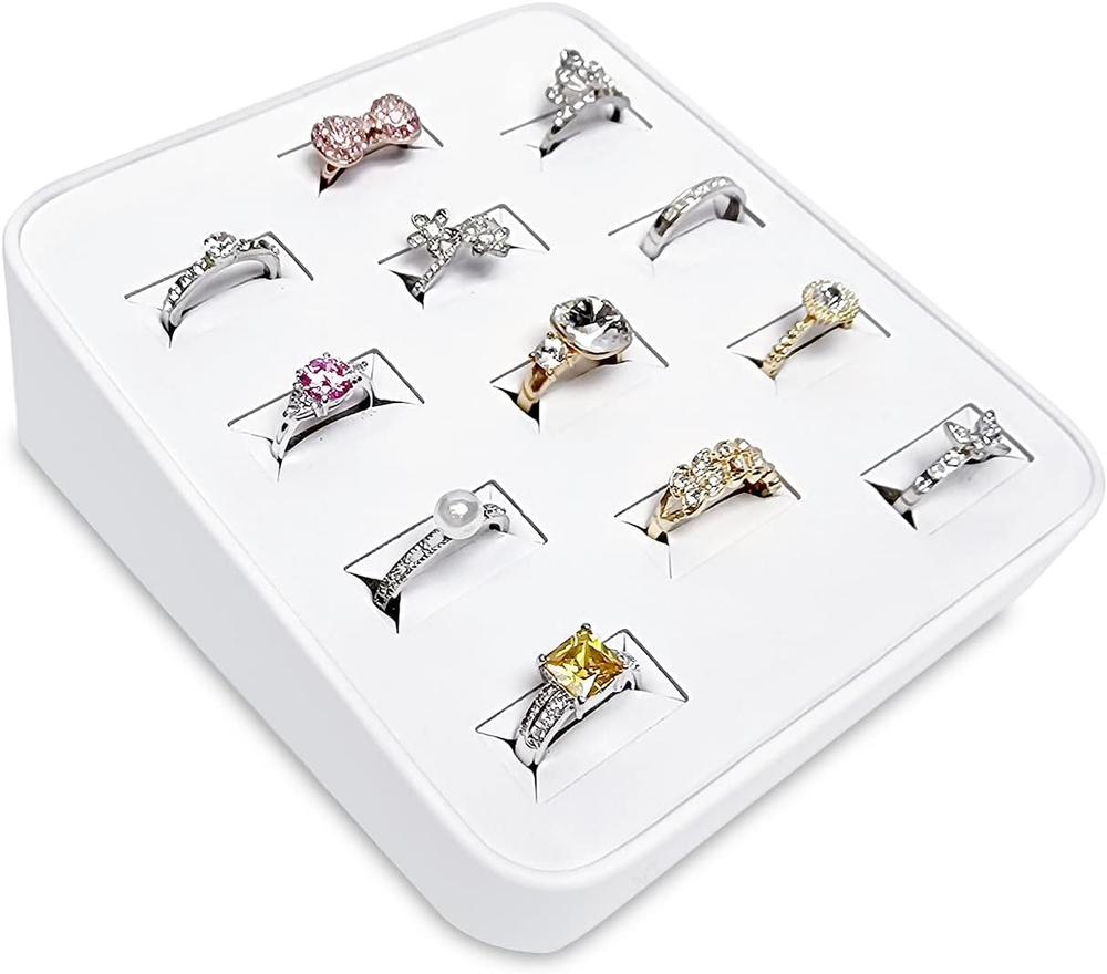 12 Slots Ring Tray Display, Slotted Ring Showcase Display Jewelry Organizer, Jew