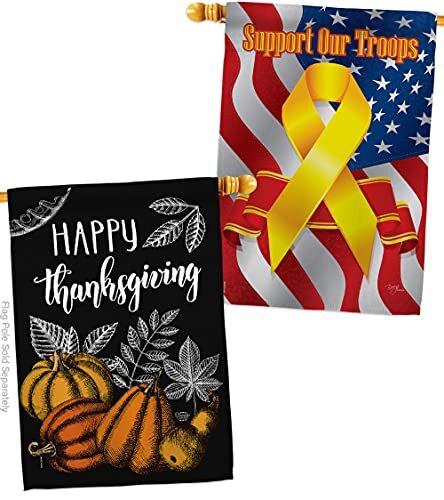 Suzani Thanksgiving House Flag - Pack Fall Turkey Give Thanks Gobble Pumpkin ...