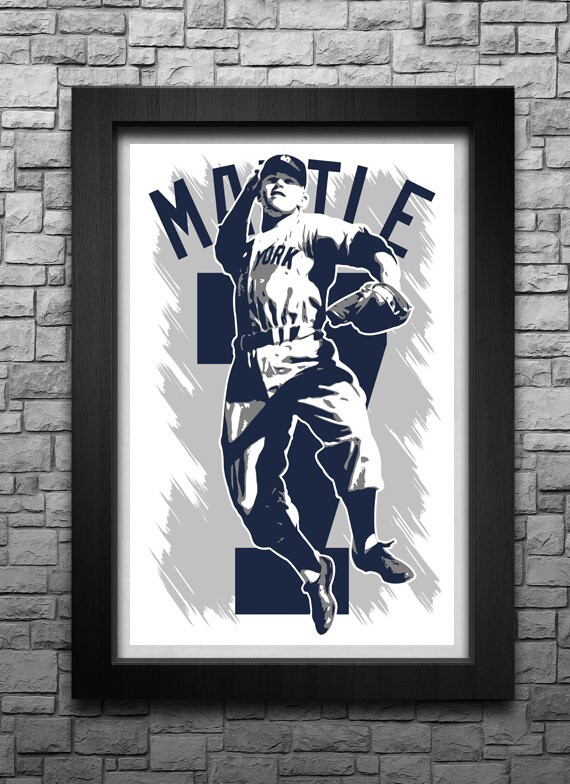 MICKEY MANTLE art print/poster NEW YORK YANKEES FREE S&H! JERSEY