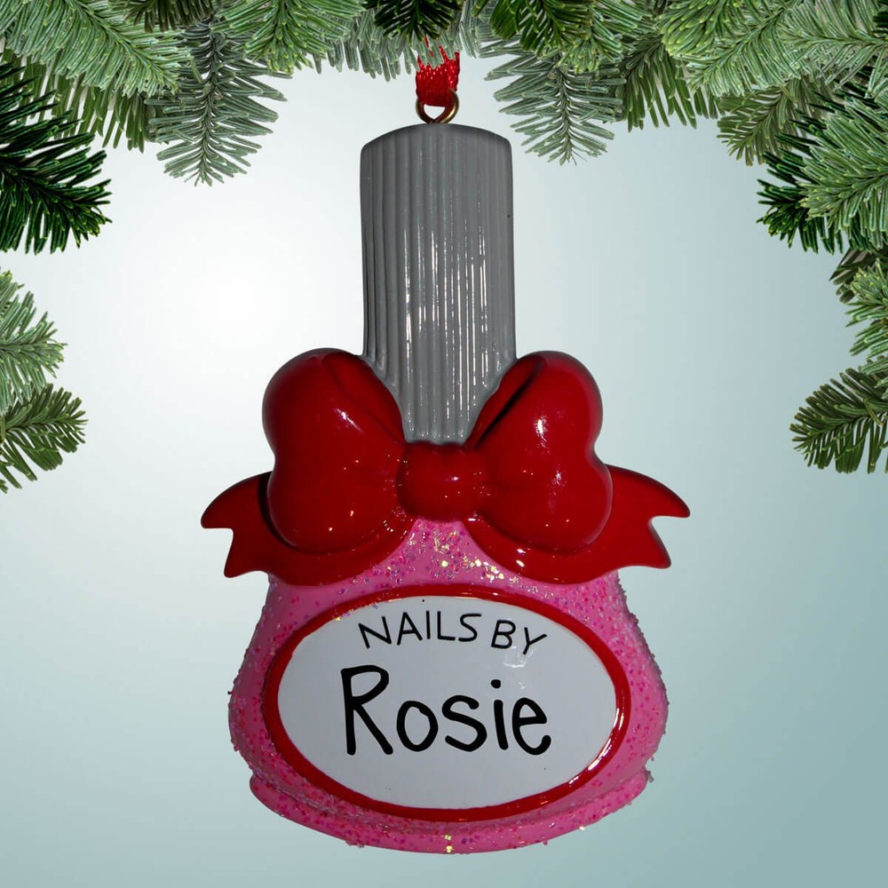 Personalized Pink Nail Polish Christmas Ornament