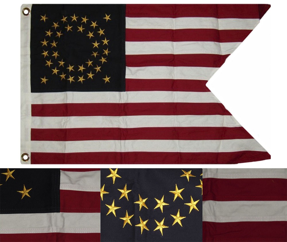 COTTON Union Cavalry Guidon 27x39 inch Embroidered Flag Civil War 35 Star Army