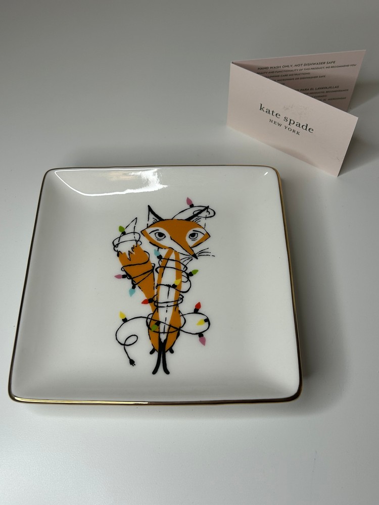 FOX WRAPPED IN LIGHTS Kate Spade Lenox Square Tray