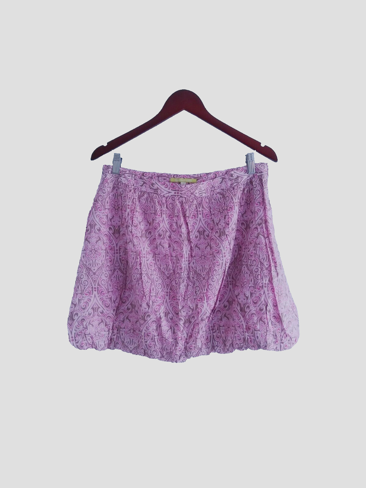 Gianni Bini SZ 8 Skirt Lined Pink Brown Bubble Mini Lightweight Floral Cotton