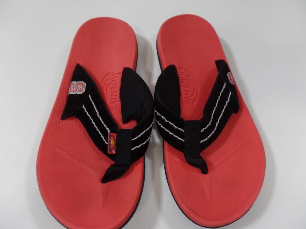 Rainbow NC State Men's Size 8 Red Black Sandal Flip Flops