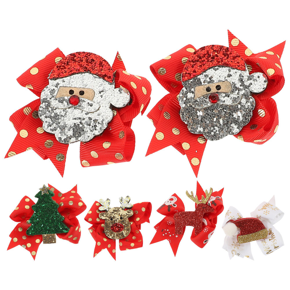6 Pcs Christmas Hair Pins Bow for Big Girls Kids Gift Hairpin