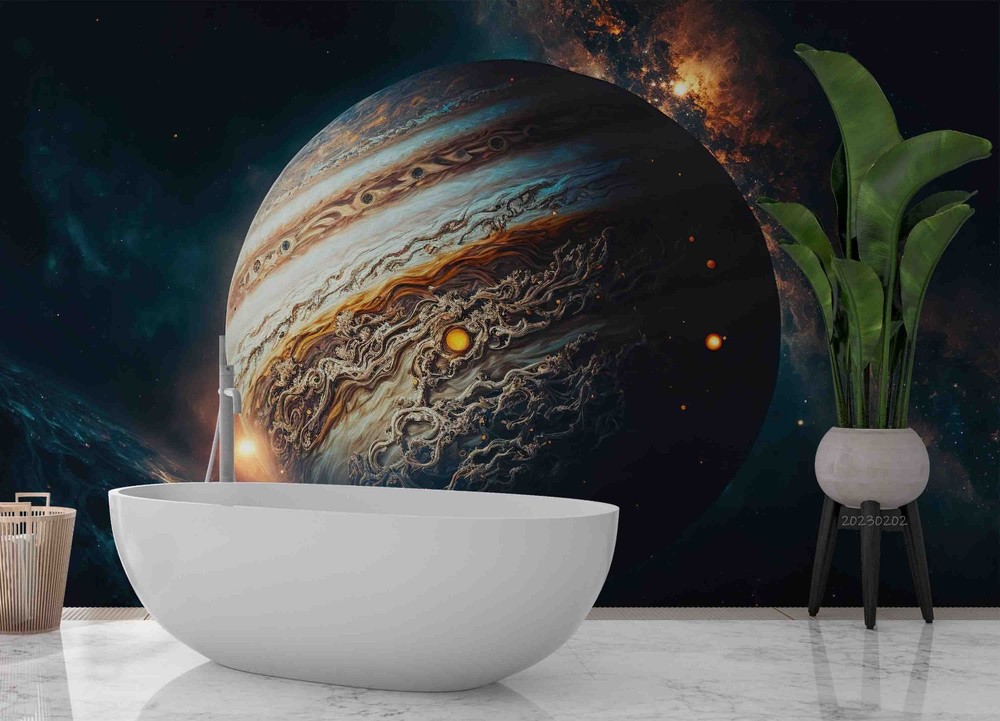 3D Space Planet Jupiter Illustration Wall Murals Wallpaper Murals Wall Sticker 3