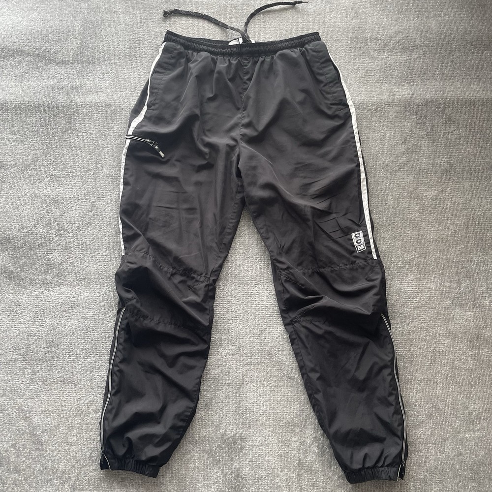 CCM mens Large windbreaker jogger sweatpants zipper drawstring pockets Y2K black