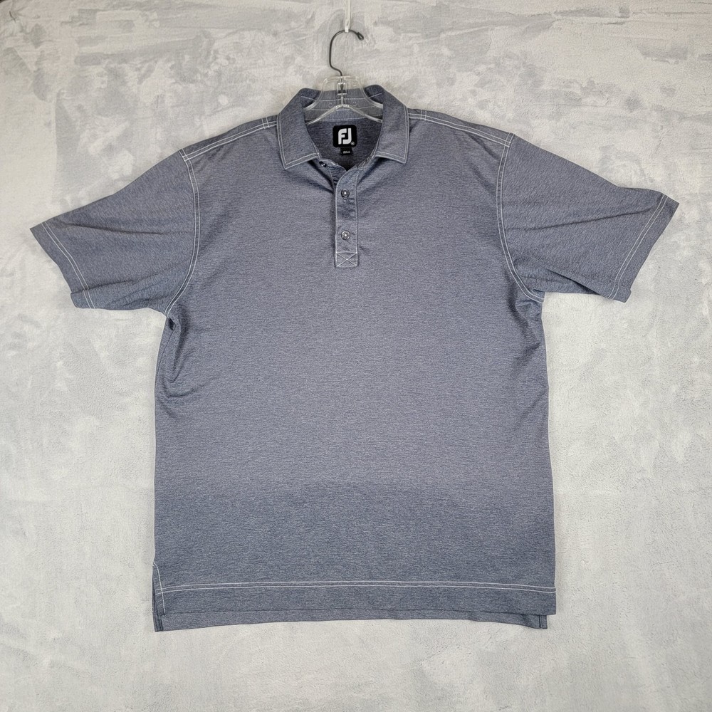 Foot Joy Shirt Mens Medium Blue Raised Stitch Short Sleeve Polo Golf Athleisure