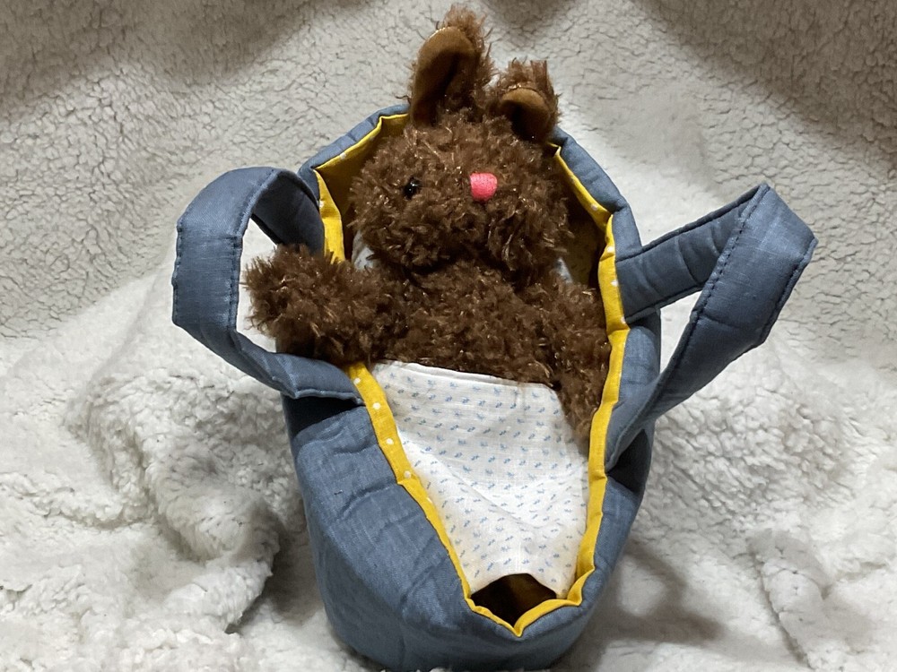 Manhattan Moppettes Beau Bunny Stuffed Animal with Bassinet Toy for Nurturing Play