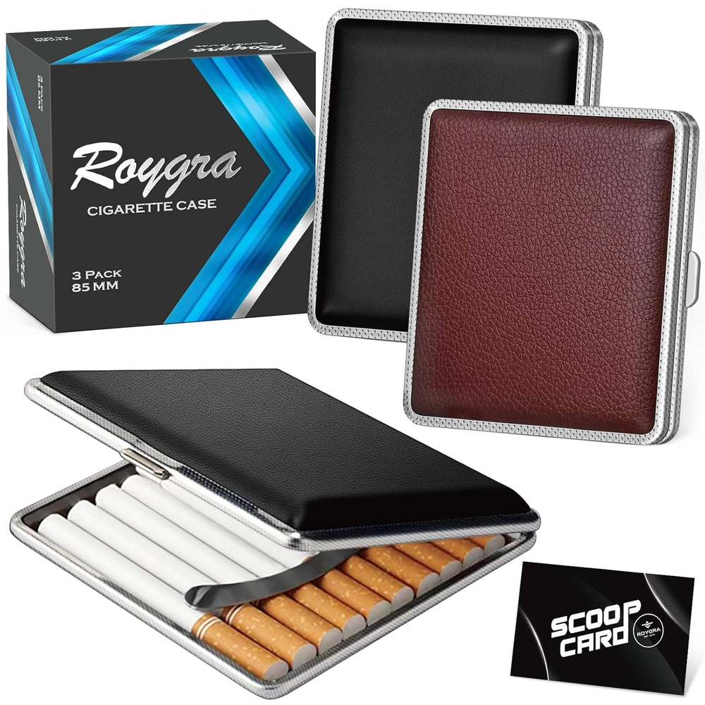 Cigarette Case for Regular and King Size, Can'T Fit 100'S - PU Leather 20 Capaci
