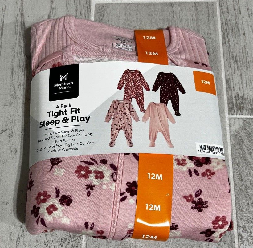 Members Mark 12-Month 4-Pack Snug Fit Footie Sleepers for Infants-image