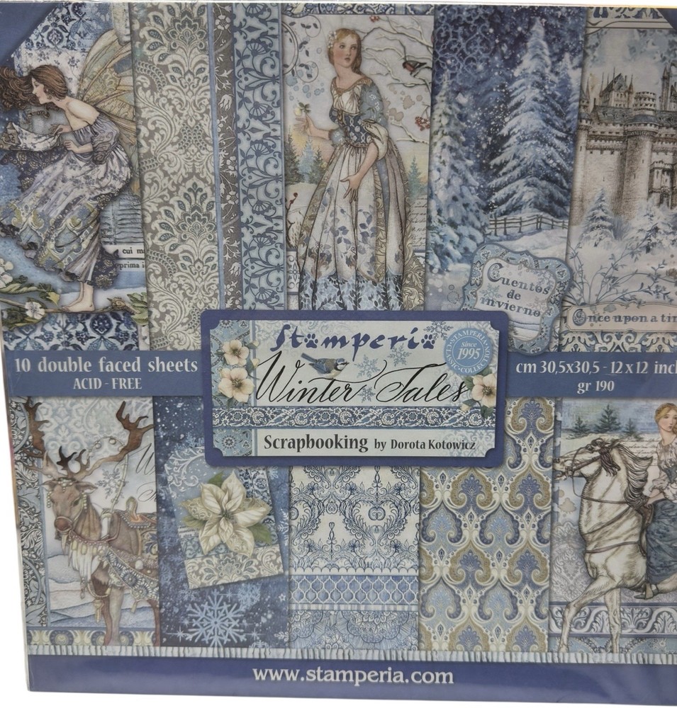 Stamperia Winter Tales 12x12 Scrapbook Paper Pad 10 Double Sided Sheets