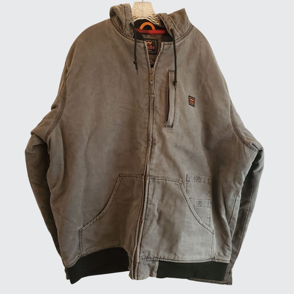 Vintage Walls Outdoor Goods Mens Hooded Jacket 2X Gray Buffalo Plaid Lining