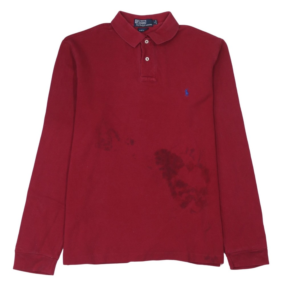 Polo Ralph Lauren Mens Long Sleeve Polo Shirt Burgundy Cotton Embroidered L